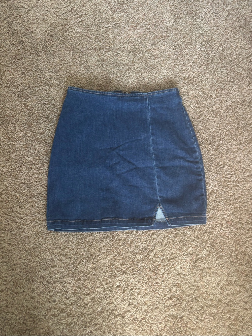 wild fable Dark Blue Denim Mini Skirt with Front Notch